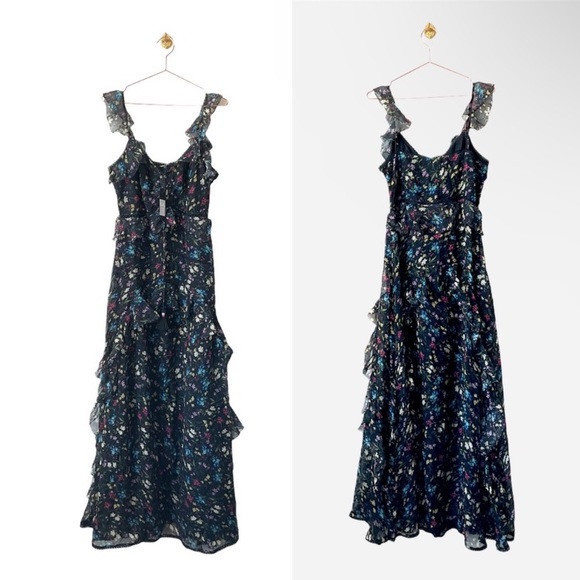 🦋 NWT Love Sam Blossom Printed Ruffle Maxi Dress - Picture 3 of 6